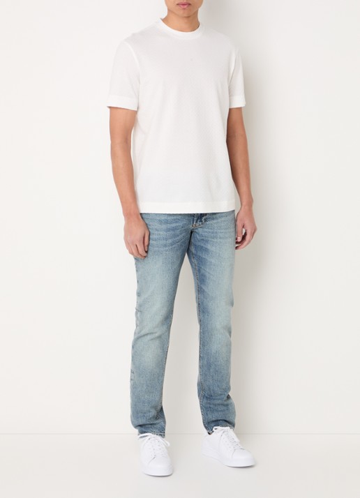 Armani T-shirt met structuur - voorkant 5 gebroken wit
