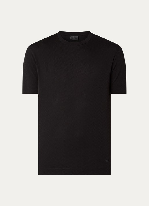 Armani T-shirt met structuur - voorkant 3 zwart
