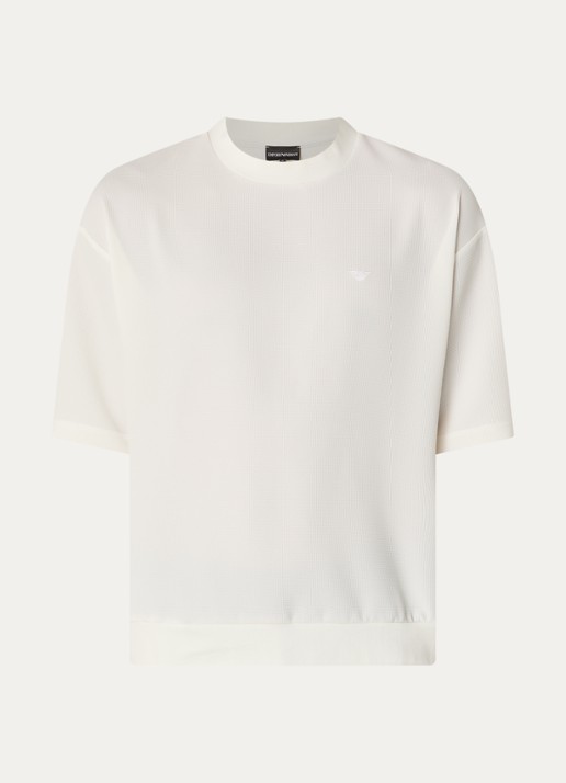 Armani T-shirt met structuur - voorkant 3 gebroken wit