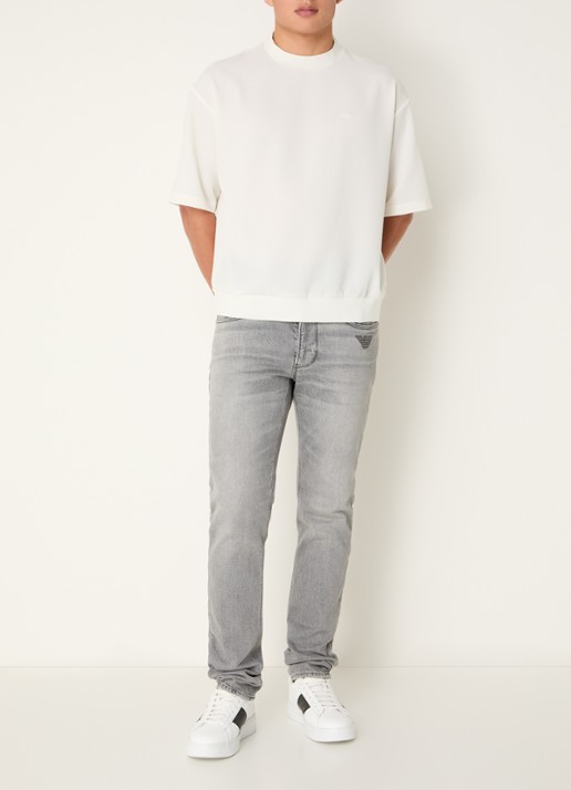 Armani T-shirt met structuur - voorkant 4 gebroken wit
