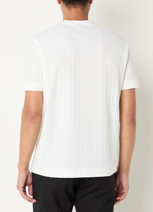 Armani T-shirt met structuur - achterkant ivoor