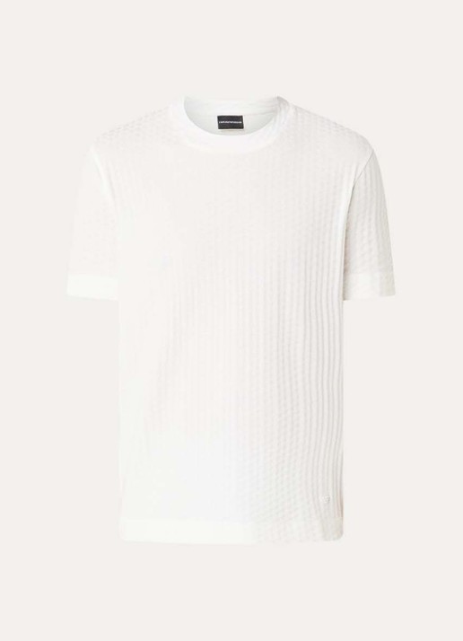 Armani T-shirt met structuur - voorkant 3 ivoor