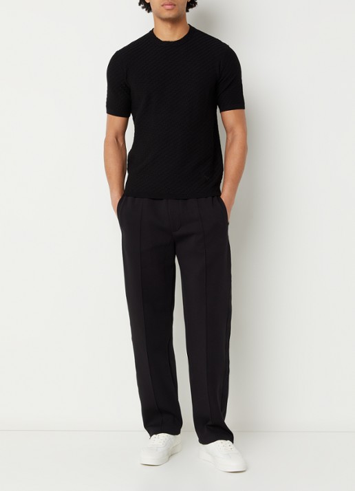 Armani T-shirt met structuur - voorkant 2 zwart