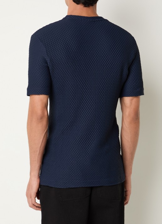 Armani T-shirt met structuur - achterkant 2 donkerblauw