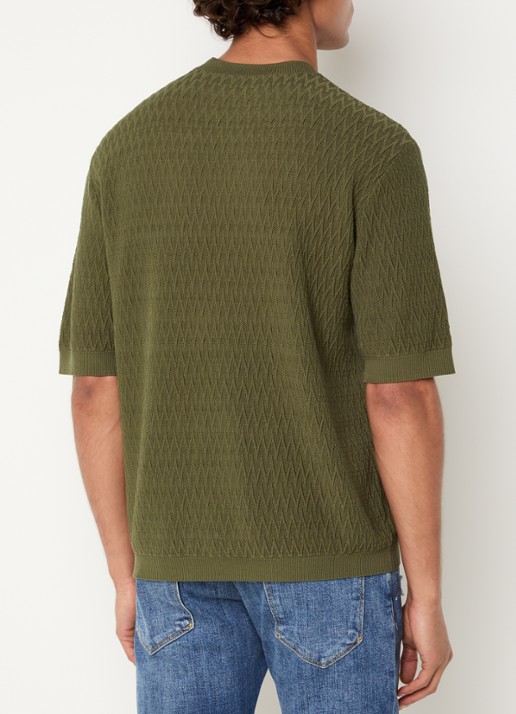 Armani T-shirt met structuur - achterkant 4 bronsgroen