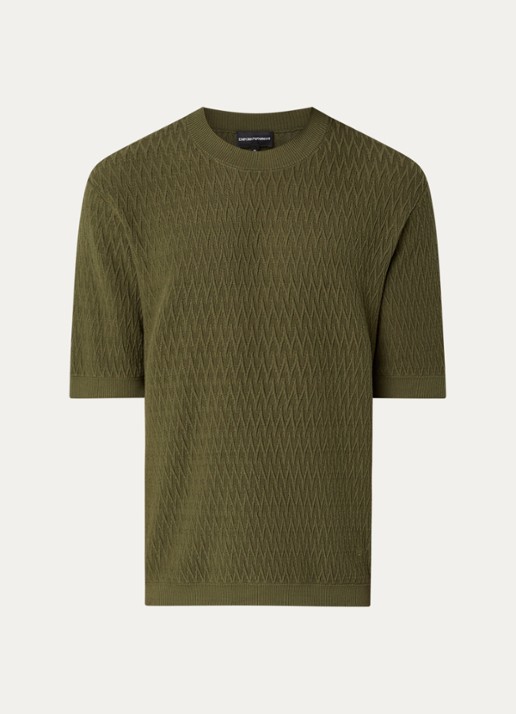 Armani T-shirt met structuur - voorkant bronsgroen