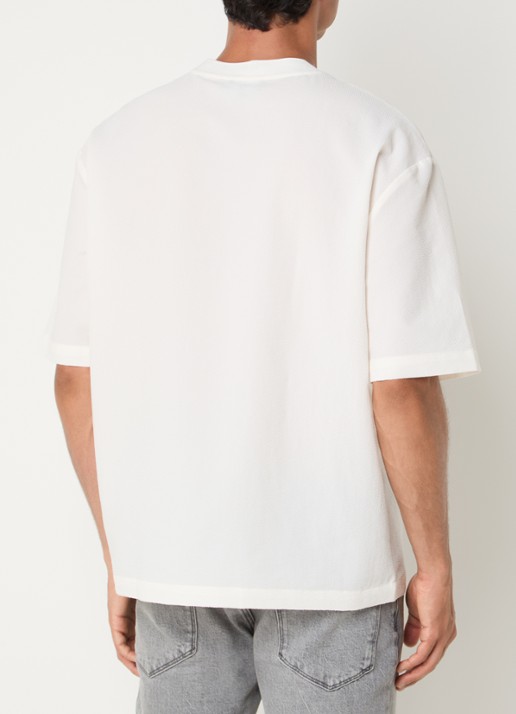 Armani T-shirt met structuur - achterkant 4 gebroken wit