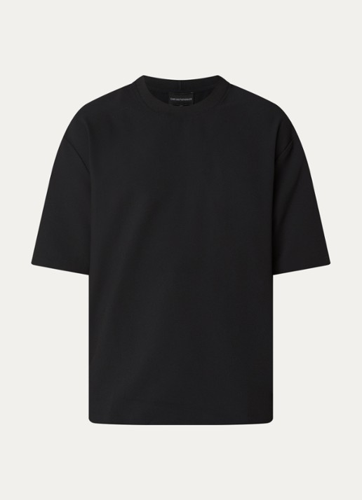 Armani T-shirt met structuur - voorkant 2 donkerblauw