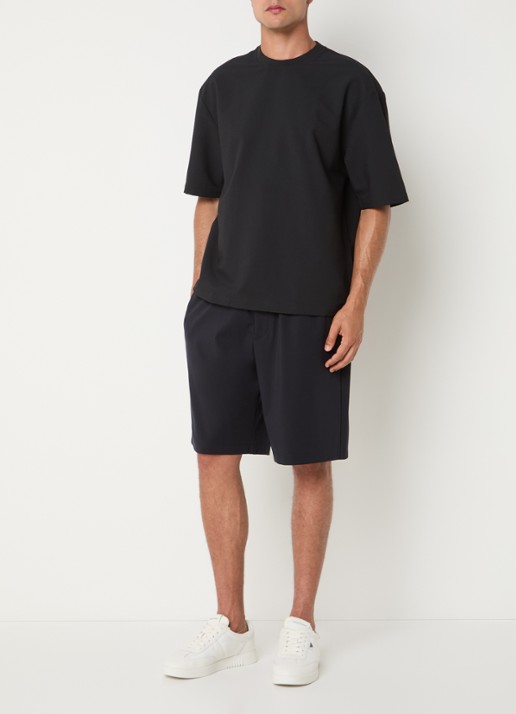 Armani T-shirt met structuur - voorkant 3 donkerblauw