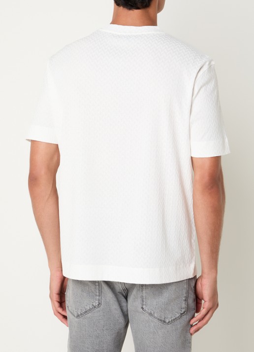 Armani T-shirt met structuur - achterkant 4 gebroken wit