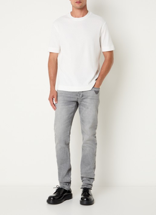 Armani T-shirt met structuur - voorkant 2 gebroken wit