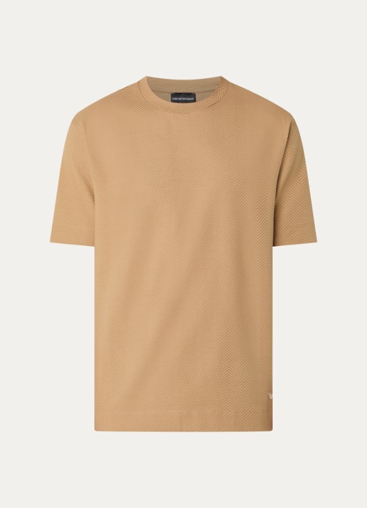 Armani T-shirt met structuur - voorkant beige