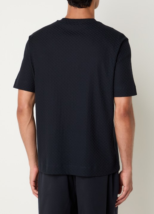 Armani T-shirt met structuur - achterkant 4 donkerblauw