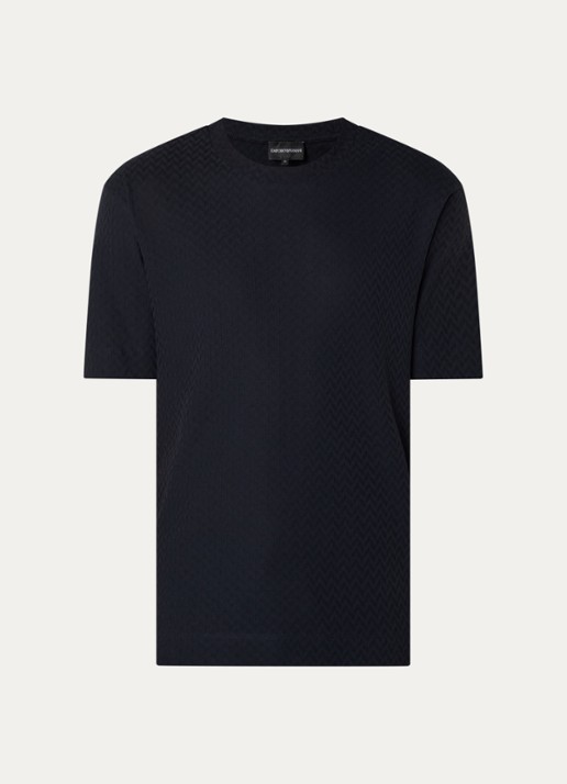 Armani T-shirt met structuur - voorkant 2 donkerblauw