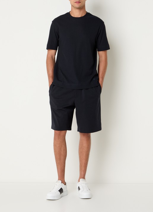 Armani T-shirt met structuur - voorkant 3 donkerblauw
