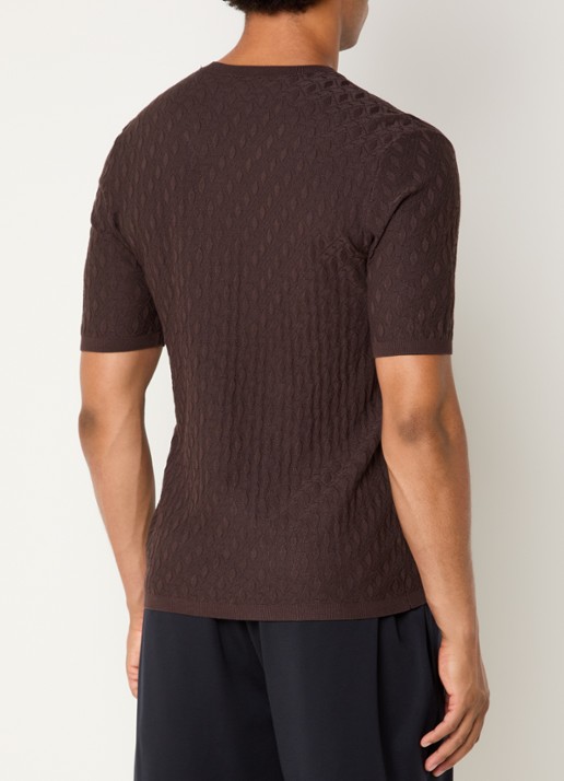 Armani T-shirt met structuur - achterkant 4 donkerbruin