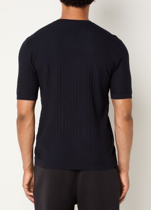 Armani T-shirt met structuur - achterkant 4 donkerblauw