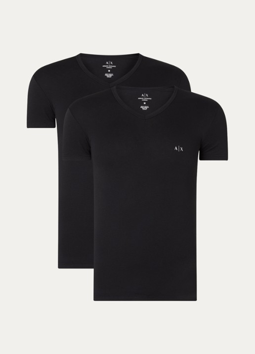 Armani T-shirt met V-hals in 2-pack - voorkant 3 zwart