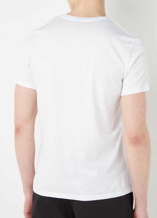 Armani T-shirt van pima katoen met V-hals - achterkant 4 wit