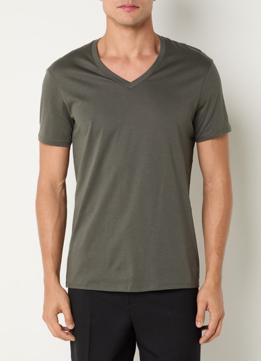 Armani T-shirt van pima katoen met V-hals