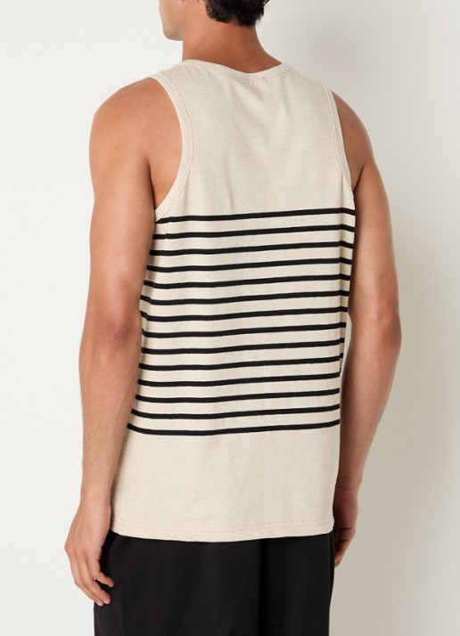 Armani Tanktop in linnenblend met streepprint - achterkant 2 beige