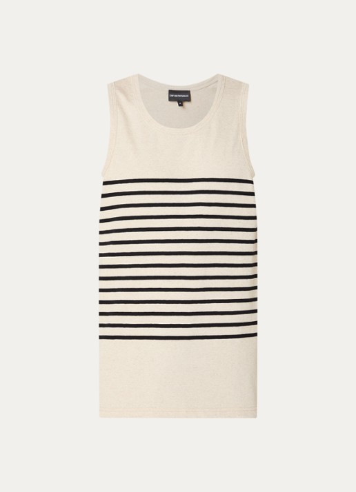 Armani Tanktop in linnenblend met streepprint - voorkant 3 beige