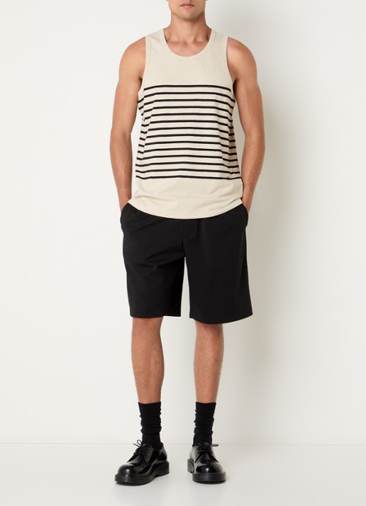 Armani Tanktop in linnenblend met streepprint - voorkant 4 beige