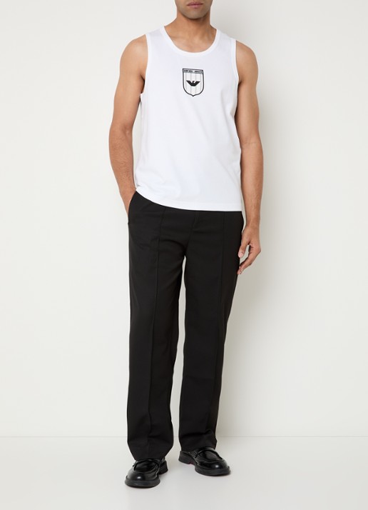 Armani Tanktop met ronde hals en logo - voorkant 3 wit