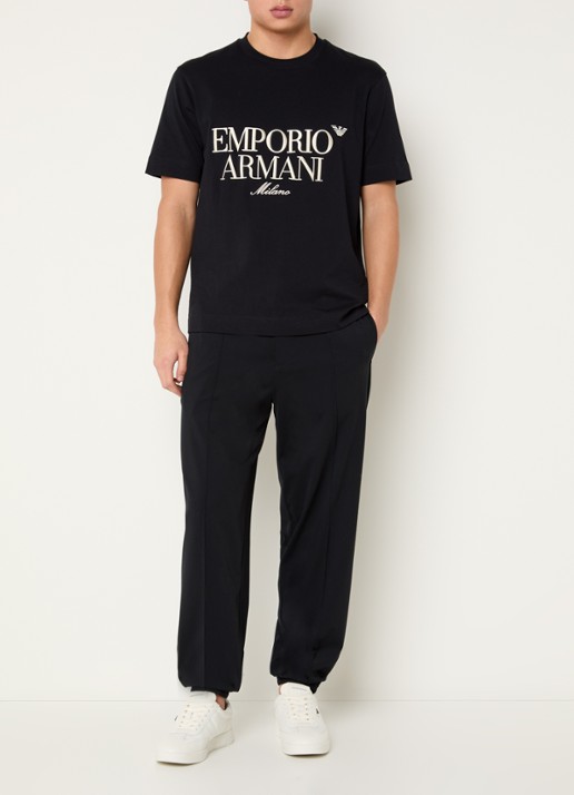 Armani Tapered fit broek met steekzakken - voorkant 3 donkerblauw