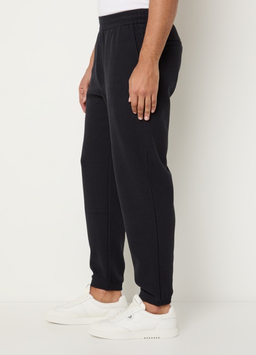 Armani Tapered fit broek met visgraatdessin en steekzakken - detail 3 donkerblauw