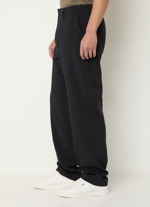 Armani Tapered fit chino met streepprint - detail 5 antraciet