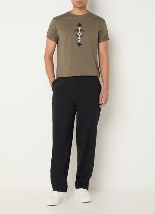 Armani Tapered fit chino met streepprint - voorkant 3 antraciet