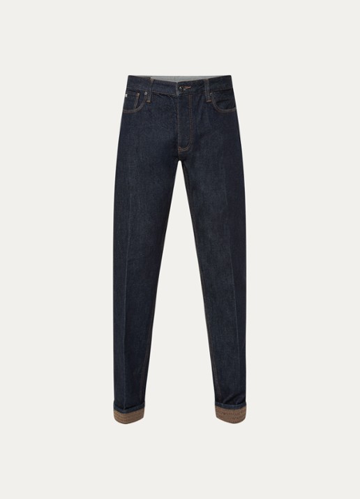 Armani Tapered fit jeans met donkere wassing - voorkant 7 indigo