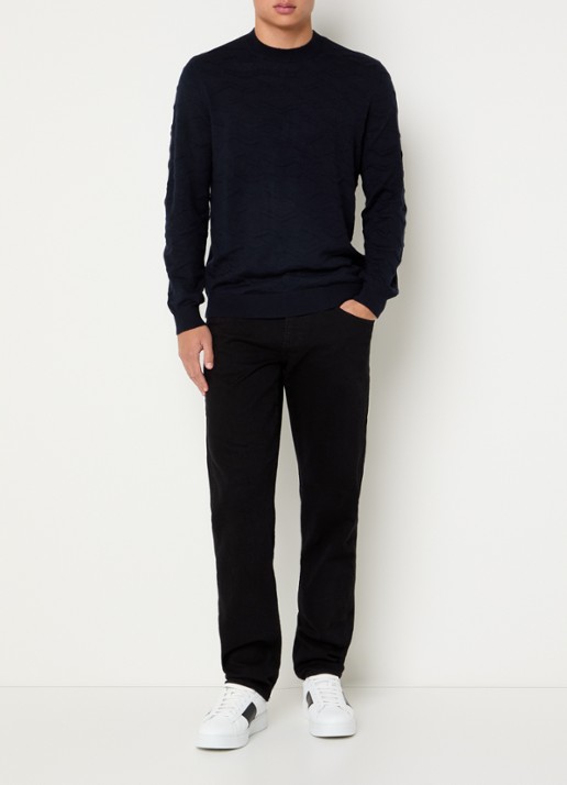 Armani Tapered fit jeans met gekleurde wassing - voorkant 2 zwart