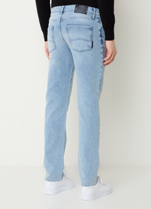Armani Tapered fit jeans met steekzakken - achterkant blauw