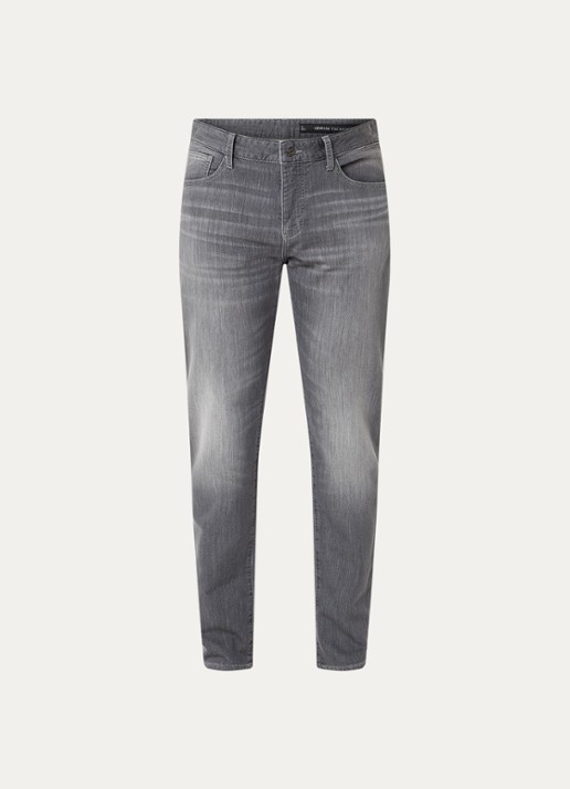 Armani Tapered fit jeans met steekzakken - voorkant donkergrijs