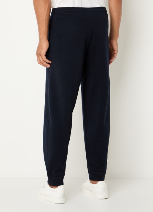 Armani Tapered fit joggingbroek in scheerwolblend - achterkant donkerblauw