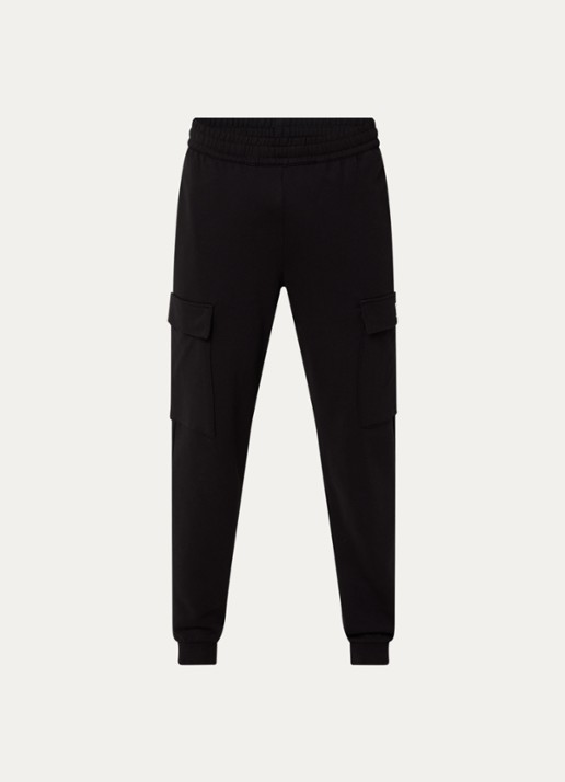 Armani Tapered fit joggingbroek met klepzakken en logo - voorkant 4 zwart