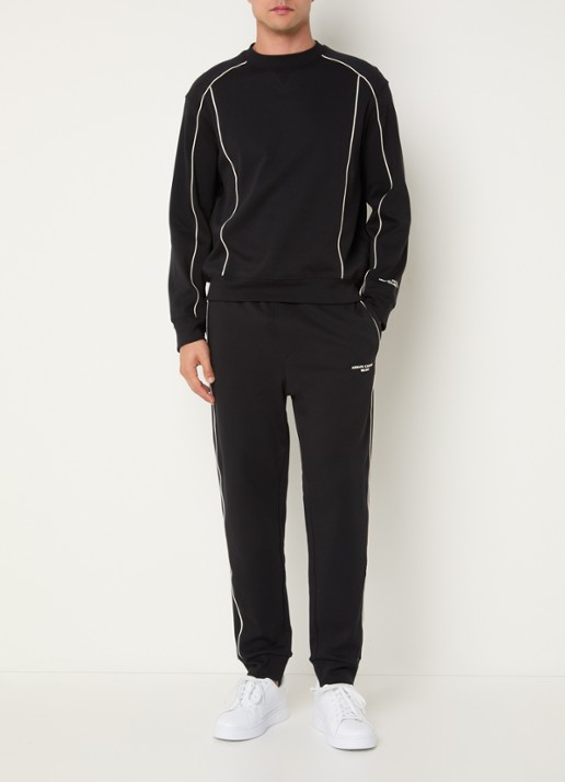 Armani Tapered fit joggingbroek met logo en steekzakken - voorkant 5 black-uc001