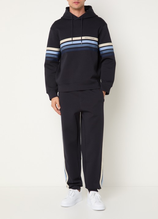 Armani Tapered fit joggingbroek met logo - voorkant 5 donkerblauw