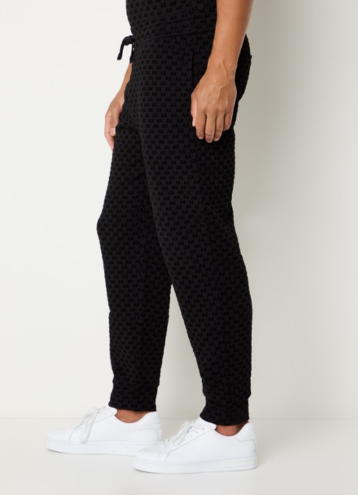 Armani Tapered fit joggingbroek met logo - detail 5 zwart