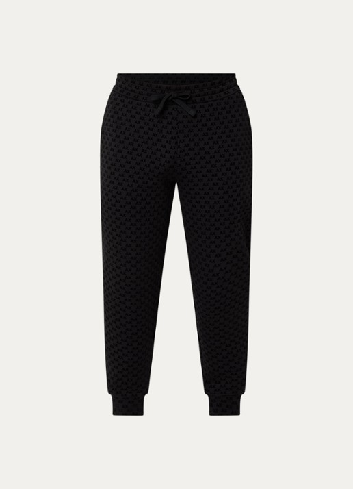 Armani Tapered fit joggingbroek met logo - voorkant zwart
