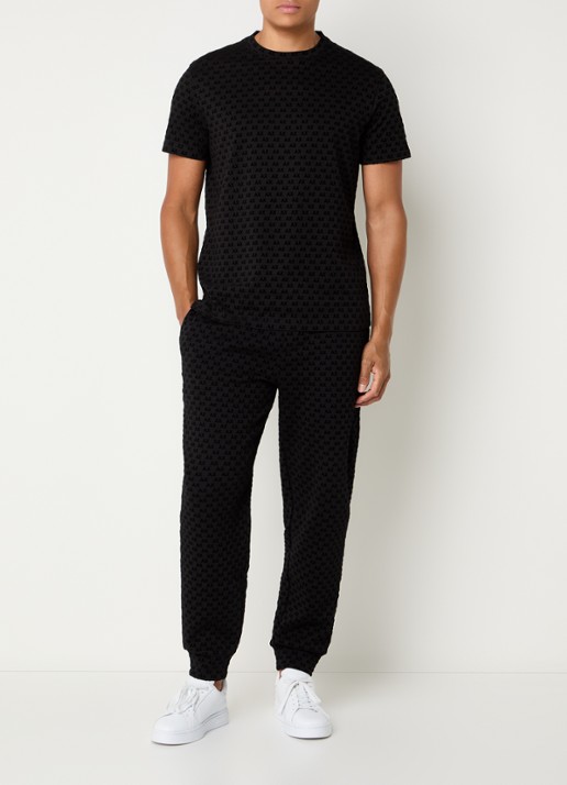 Armani Tapered fit joggingbroek met logo - voorkant 2 zwart