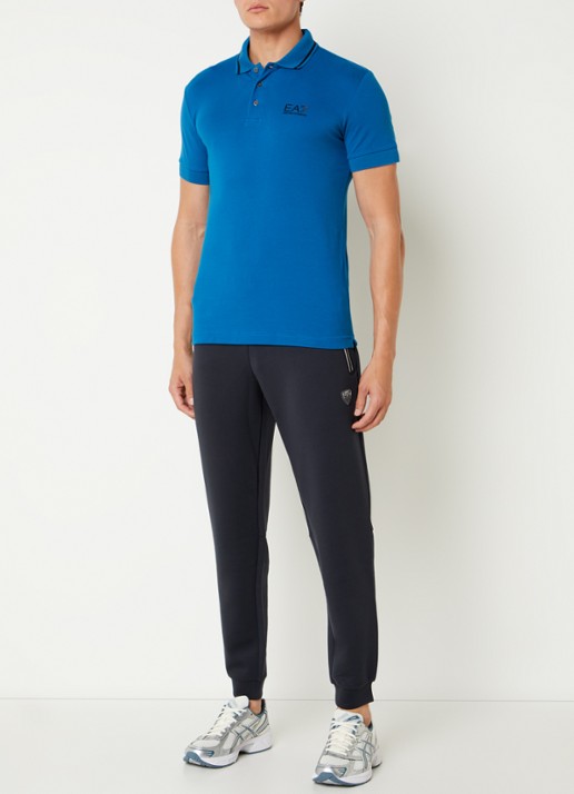 Armani Tapered fit joggingbroek met logo - voorkant 2 donkerblauw