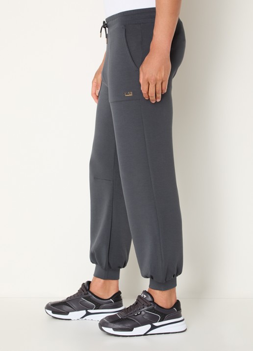 Armani Tapered fit joggingbroek met logo - detail 2 donkergrijs