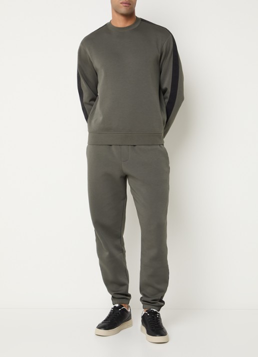 Armani Tapered fit joggingbroek met logoband met steekzakken - voorkant 3 olijfgroen