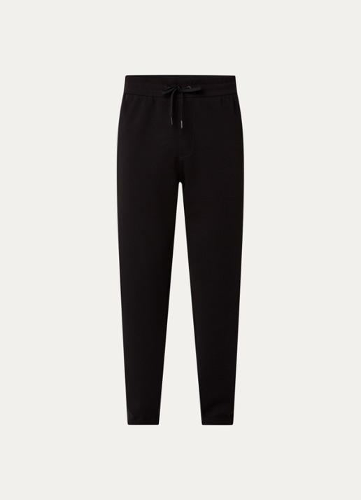 Armani Tapered fit joggingbroek met logoband met steekzakken - voorkant zwart