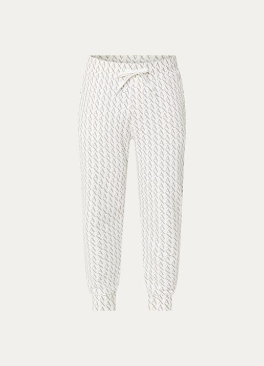 Armani Tapered fit joggingbroek met logoprint en steekzakken - voorkant gebroken wit