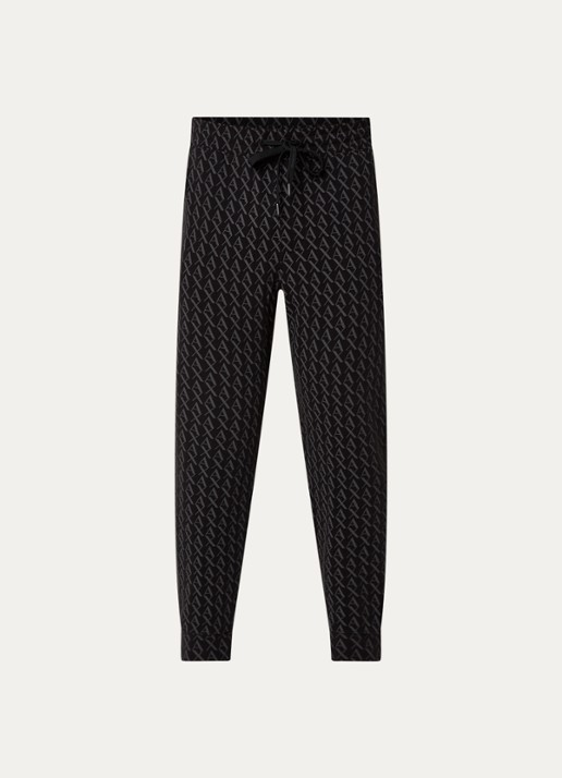 Armani Tapered fit joggingbroek met logoprint en steekzakken - voorkant 2 zwart