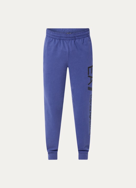Armani Tapered fit joggingbroek met logoprint en steekzakken - voorkant kobaltblauw